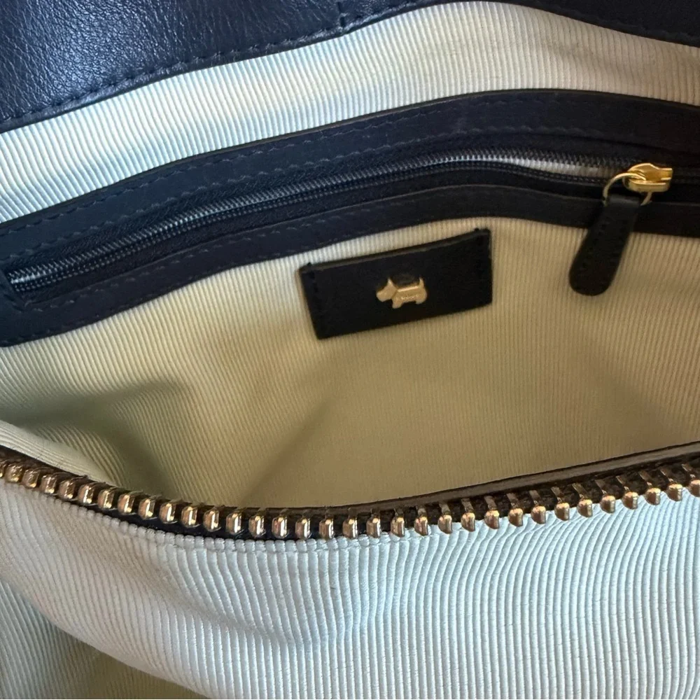 Radley Baylis Road Navy Leather Purse Shoulder Bag Tote Pockets Medium Size